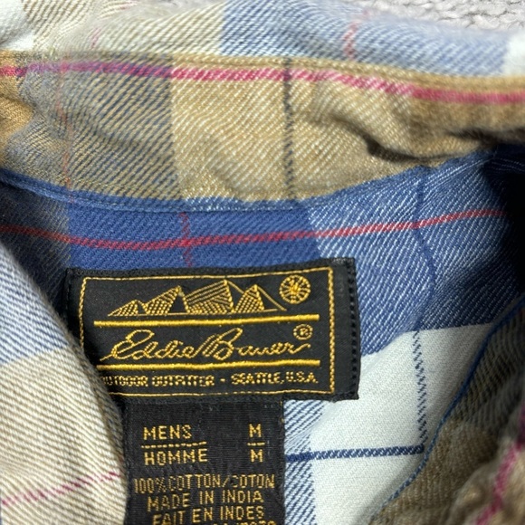 Eddie Bauer Shirt Mens Medium Button Up Plaid Flannel Classic Casual Country - Picture 2 of 3